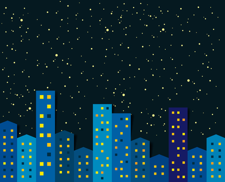 City, town night panorama. Background.のイラスト素材