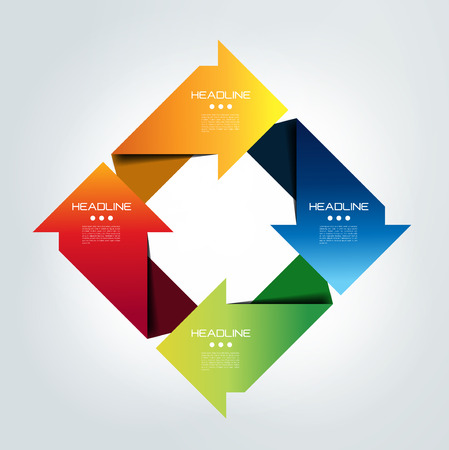 Arrow square connected infographic. 4 step design. Vector illustration.のイラスト素材