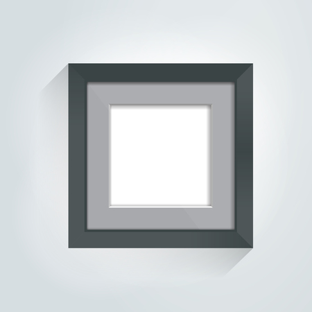 Photoframe mock up on the wall. Simple black empty framing. Template for poster, picture, painting. Vector.のイラスト素材