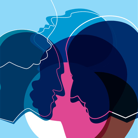People silhouettes, adult and child. Vector ilustration.のイラスト素材