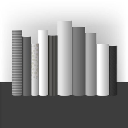 Bookshelf. Books  standing on grey background with shadows. Vector illustration.のイラスト素材