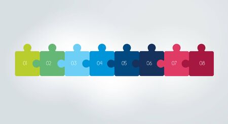 Puzzle Timeline, table, schedule, template, infographic.のイラスト素材