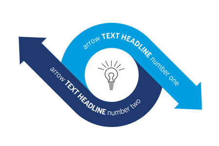 Arrow infographic, scheme, chart in flat style. Circle, round divided in two arrows.のイラスト素材