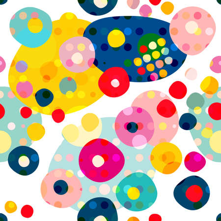 Seamless repeat pattern of color circles, dots. Vector.のイラスト素材