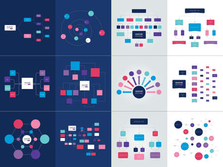 Mega set of various flowcharts schemes, diagrams. Simply color editable. Infographics elements.