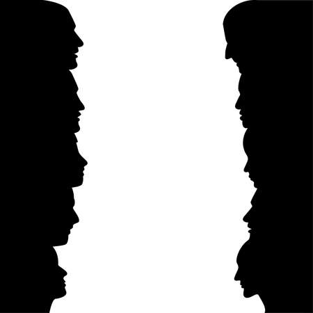 Heads in discussion. People profile heads Vector.のイラスト素材