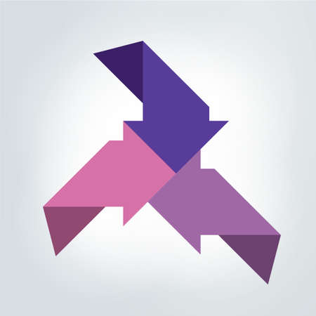 3 arrows connected by the midlde edge scheme, chart, template, infographic.のイラスト素材