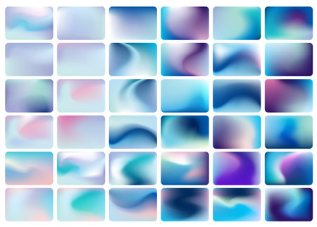 Holographic colorful gradient background. Set of blue textures. Vector.のイラスト素材