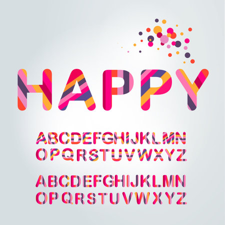 Alphabet letters font. Striped color bold style.のイラスト素材