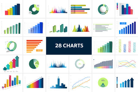 Charts, graphs. Mega set of infographics business elements.のイラスト素材