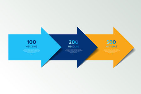 Three step arrow template for presentation. 3 steps options, elements, infographic.