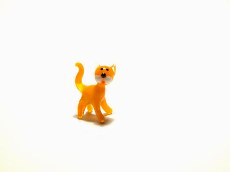 glass cat  figures on the whiteの写真素材
