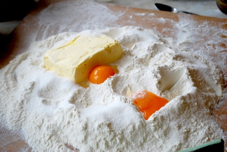preparing dough