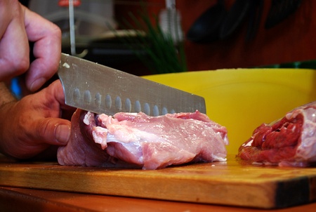 chopping meatの写真素材