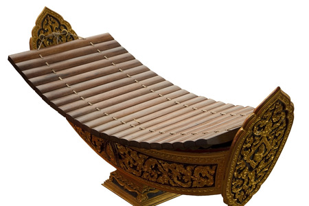 Thai musical instrument of parallel wooden bars which produce different note の写真素材