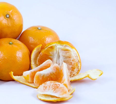 Oranges on white background