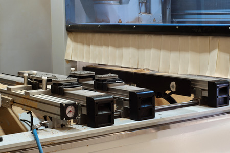 Equipment for the production of furniture closeup