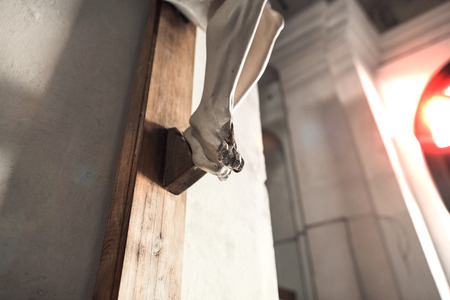 Stone Statue of the Crucifixion of Jesus Christ Close Up