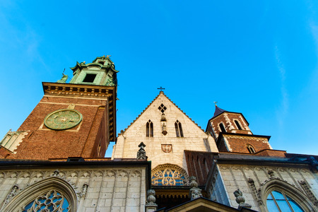 Close up View of Wawel cathedral on Wawel Hill in Krakow, Polandの写真素材