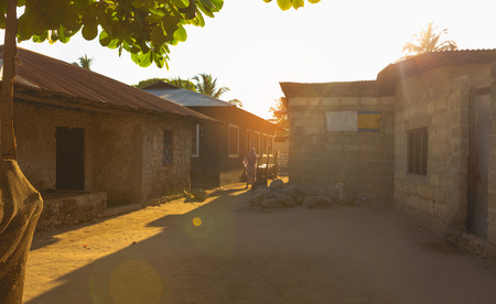 Dawn in a local African village. Zanzibar, Tanzania, Africaの写真素材