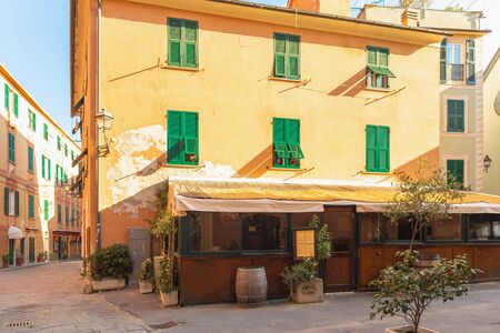 Beautiful streets of Sestri Levante, Genoa, Italy. Summer cityscapeの写真素材