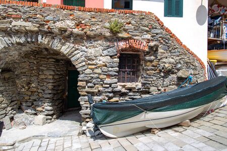 Beautiful streets Riomaggiore in Cinque Terre, Italy. Summer cityscapeの写真素材