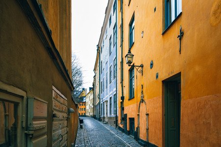 Gamla Stan (old town) Charming street in Stockholm, Swedenのeditorial素材