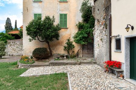 Lombardia of Italy. Beautiful building facade. Summer cityscapeの写真素材