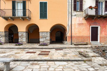 Lombardia of Italy. Beautiful building facade. Summer cityscapeの写真素材
