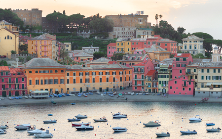 Sestri Levante, Genoa, Italy. Landscape of a beautiful bay in Sestri Levanteのeditorial素材