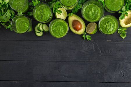 Ingredients for cooking detox food with green smoothiesの写真素材