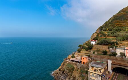 Beautiful italian landscape Riomaggiorein in Cinque Terre Italy