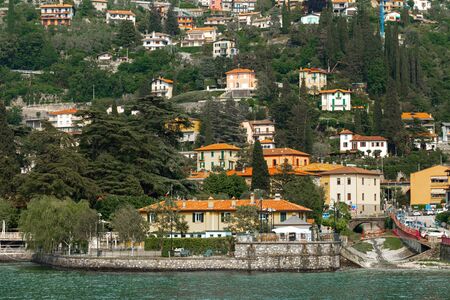 Beautiful panoramic view of lake Como, Italyの写真素材