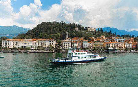 Beautiful panoramic view of village of Bellagio, Lake Como, Italyの写真素材