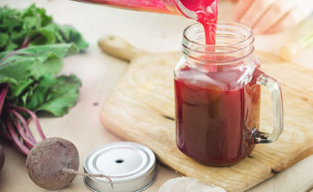 Detox beetroot drink Healthy detox vegan diet conceptの写真素材