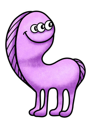 cartoon funny monster horse on a white background, illustration for children.の写真素材