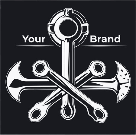 Wrench and spanner. Vector illustration on a black background.のイラスト素材