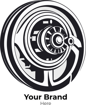 Vector illustration of a car wheel and brake disc with space for your textのイラスト素材