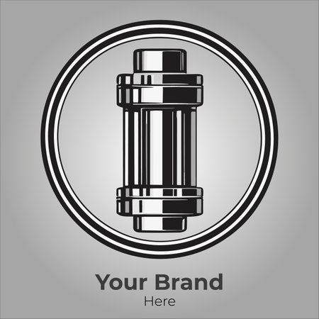Stylized icon of a gas cylinder on a gray background.のイラスト素材