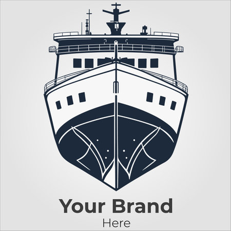 Vector illustration of a ship in a marine style. Design element for logotype, label, emblem, sign.のイラスト素材