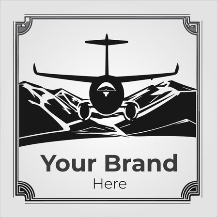 Airplane on the background of the mountains and the inscription. Vector illustrationのイラスト素材