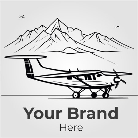 Vintage airplane on the background of mountains. Vector illustration for your designのイラスト素材