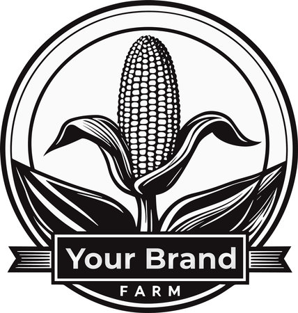 Illustration of a corn cob on a white background with the text your brandのイラスト素材
