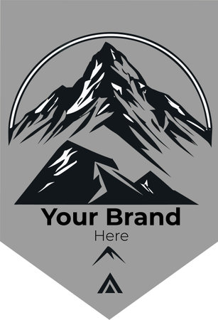 mountain logo, vector illustration, isolated on a gray background,のイラスト素材