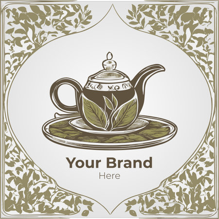 Tea design template. Vector illustration with teapot and cup.のイラスト素材