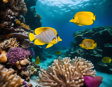 Tropical fish on coral reef in the Red Sea. Egyptの素材