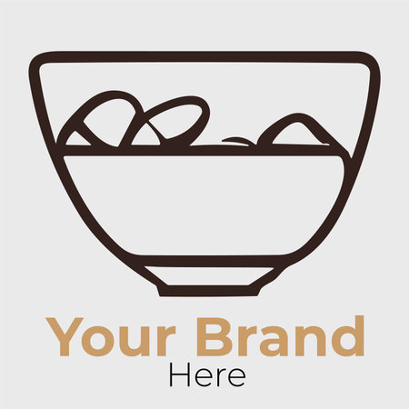 Vector illustration of a bowl with beans. Outline icon of a bowl with beans.のイラスト素材