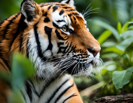 Portrait of Sumatran Tiger, Thailand. (Panthera tigris altaica)の素材