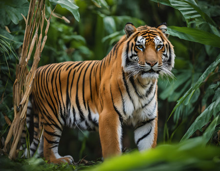 Sumatran Tiger in the jungle, Thailand. (Panthera tigris altaica)の素材
