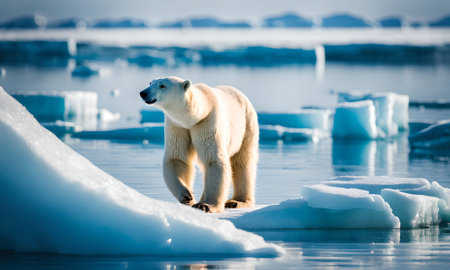 Polar bear (Ursus maritimus) on the pack ice, north of Svalbard Arctic Norwayの素材